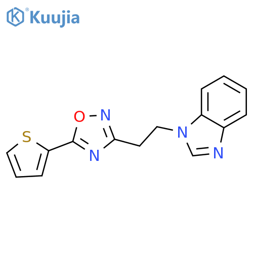 3-[2-(benzimidazol-1-yl)ethyl]-5-thiophen-2-yl-1,2,4-oxadiazole structure