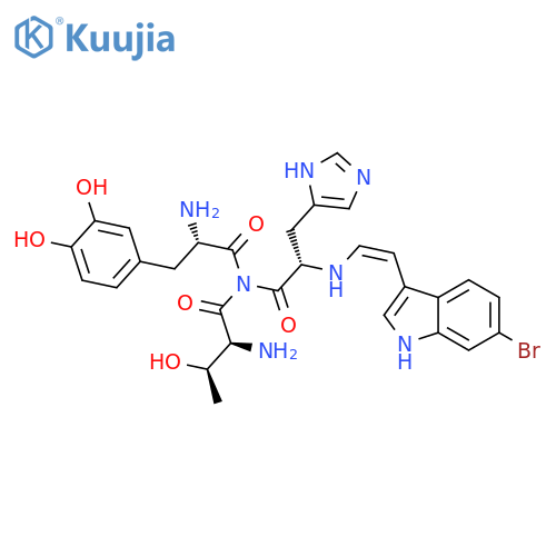 L-Histidinamide,L-threonyl-3-hydroxy-L-tyrosyl-N-[(1Z)-2-(6-bromo-1H-indol-3-yl)ethenyl]- (9CI) structure
