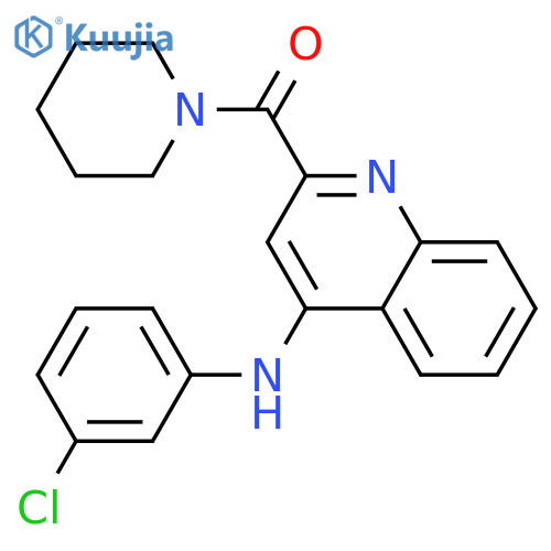 N-(3-chlorophenyl)-2-(piperidine-1-carbonyl)quinolin-4-amine structure