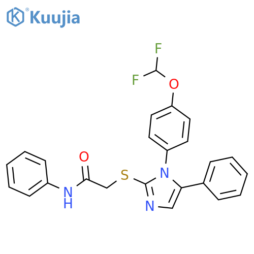 2-({1-[4-(difluoromethoxy)phenyl]-5-phenyl-1H-imidazol-2-yl}sulfanyl)-N-phenylacetamide structure