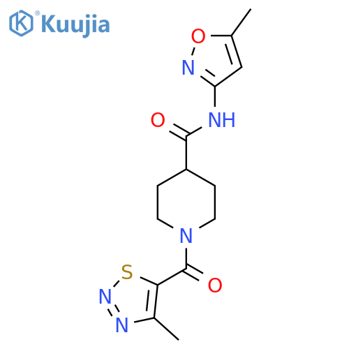 1-(4-methyl-1,2,3-thiadiazole-5-carbonyl)-N-(5-methyl-1,2-oxazol-3-yl)piperidine-4-carboxamide structure