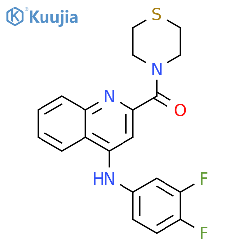 N-(3,4-difluorophenyl)-2-(thiomorpholine-4-carbonyl)quinolin-4-amine structure