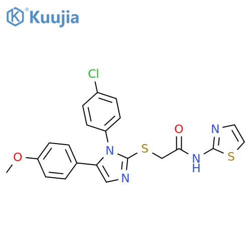 2-{[1-(4-chlorophenyl)-5-(4-methoxyphenyl)-1H-imidazol-2-yl]sulfanyl}-N-(1,3-thiazol-2-yl)acetamide structure