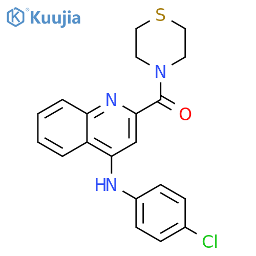 N-(4-chlorophenyl)-2-(thiomorpholine-4-carbonyl)quinolin-4-amine structure
