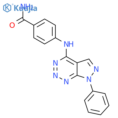 4-({7-phenyl-7H-pyrazolo3,4-d1,2,3triazin-4-yl}amino)benzamide structure
