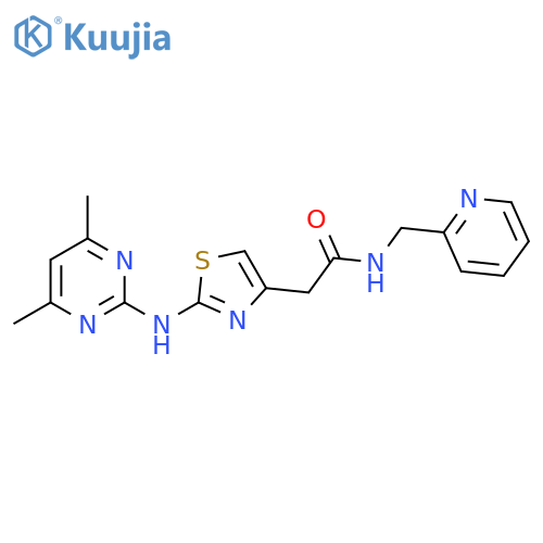2-{2-(4,6-dimethylpyrimidin-2-yl)amino-1,3-thiazol-4-yl}-N-(pyridin-2-yl)methylacetamide structure