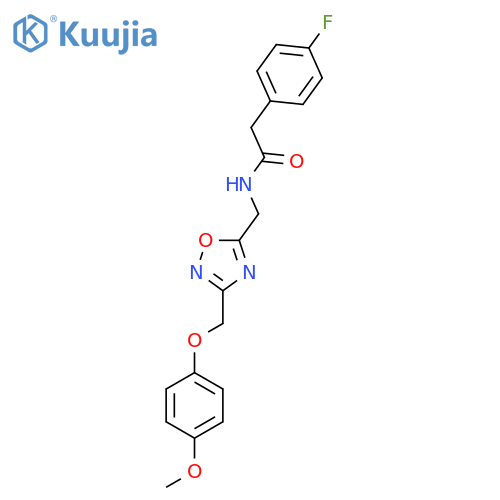 2-(4-fluorophenyl)-N-({3-(4-methoxyphenoxy)methyl-1,2,4-oxadiazol-5-yl}methyl)acetamide structure