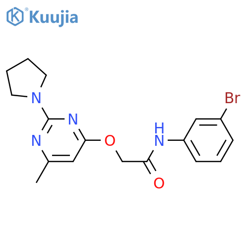 N-(3-bromophenyl)-2-{[6-methyl-2-(pyrrolidin-1-yl)pyrimidin-4-yl]oxy}acetamide structure