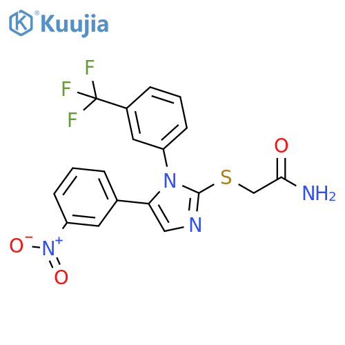 2-{[5-(3-nitrophenyl)-1-[3-(trifluoromethyl)phenyl]-1H-imidazol-2-yl]sulfanyl}acetamide structure