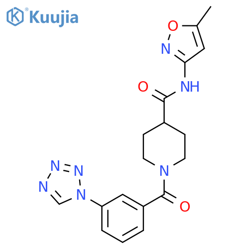 N-(5-methyl-1,2-oxazol-3-yl)-1-3-(1H-1,2,3,4-tetrazol-1-yl)benzoylpiperidine-4-carboxamide structure