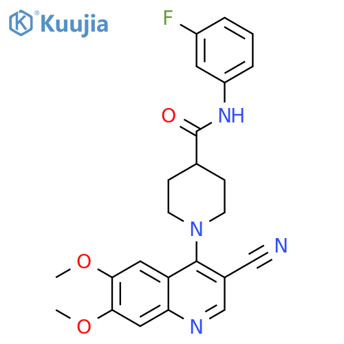 1-(3-cyano-6,7-dimethoxyquinolin-4-yl)-N-(3-fluorophenyl)piperidine-4-carboxamide structure