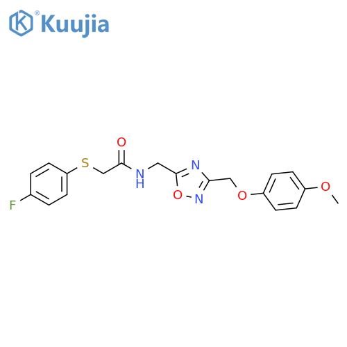 2-[(4-fluorophenyl)sulfanyl]-N-({3-[(4-methoxyphenoxy)methyl]-1,2,4-oxadiazol-5-yl}methyl)acetamide structure