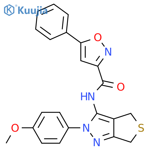 N-2-(4-methoxyphenyl)-2H,4H,6H-thieno3,4-cpyrazol-3-yl-5-phenyl-1,2-oxazole-3-carboxamide structure