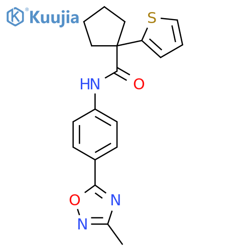 N-[4-(3-methyl-1,2,4-oxadiazol-5-yl)phenyl]-1-(thiophen-2-yl)cyclopentane-1-carboxamide structure