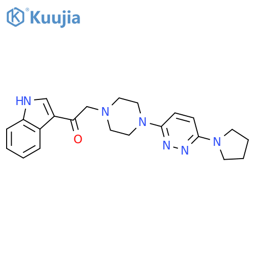 2-(1H-indol-3-yl)-1-{4-[6-(pyrrolidin-1-yl)pyridazin-3-yl]piperazin-1-yl}ethan-1-one structure