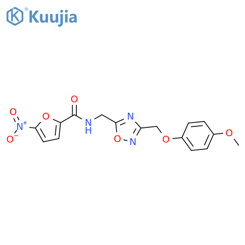 N-({3-(4-methoxyphenoxy)methyl-1,2,4-oxadiazol-5-yl}methyl)-5-nitrofuran-2-carboxamide structure