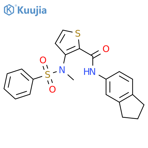 N-(2,3-dihydro-1H-inden-5-yl)-3-(N-methylbenzenesulfonamido)thiophene-2-carboxamide structure