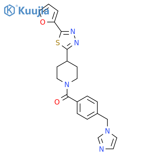 4-5-(furan-2-yl)-1,3,4-thiadiazol-2-yl-1-{4-(1H-imidazol-1-yl)methylbenzoyl}piperidine structure