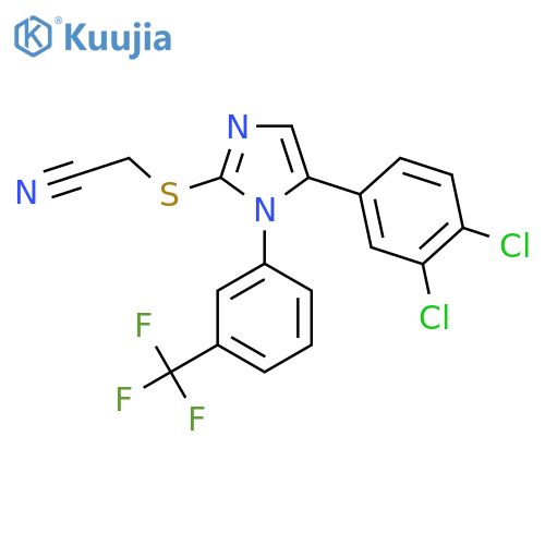 2-((5-(3,4-dichlorophenyl)-1-(3-(trifluoromethyl)phenyl)-1H-imidazol-2-yl)thio)acetonitrile structure