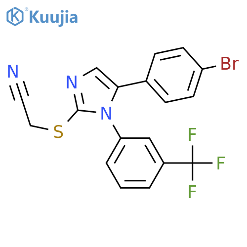 2-{[5-(4-bromophenyl)-1-[3-(trifluoromethyl)phenyl]-1H-imidazol-2-yl]sulfanyl}acetonitrile structure