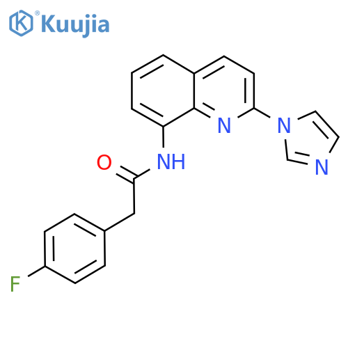 2-(4-fluorophenyl)-N-2-(1H-imidazol-1-yl)quinolin-8-ylacetamide structure