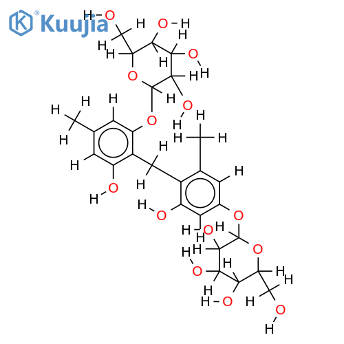 2-[4-(beta-D-glucopyranosyloxy)-2-hydroxy-6-methylbenzyl]-3-hydroxy-5-methylphenyl beta-D-glucopyranoside structure