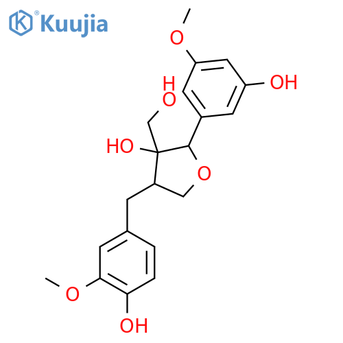(2R,3S,4S)-4-(4-hydroxy-3-methoxybenzyl)-2-(5-hydroxy-3-methoxyphenyl)-3-(hydroxymethyl)-tetrahydrofuran-3-ol structure