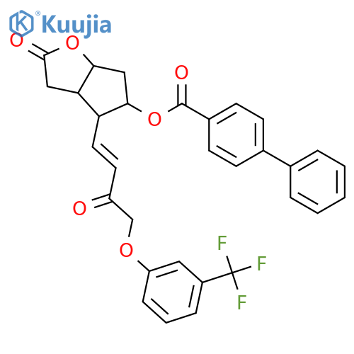 [1,1'-Biphenyl]-4-carboxylic acid hexahydro-2-oxo-4-[3-oxo-4-[3-(trifluoromethyl)phenoxy]-1-buten-1-yl]-2H-cyclopenta[b]furan-5-yl ester structure