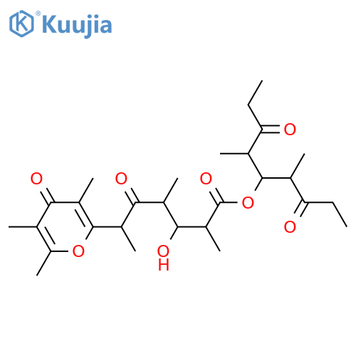 4H-Pyran-2-hexanoicacid, b-hydroxy-a,g,e,3,5,6-hexamethyl-d,4-dioxo-, (2S)-2-methyl-1-[(1S)-1-methyl-2-oxobutyl]-3-oxopentyl ester, (aS,bS,gR,eR)- structure
