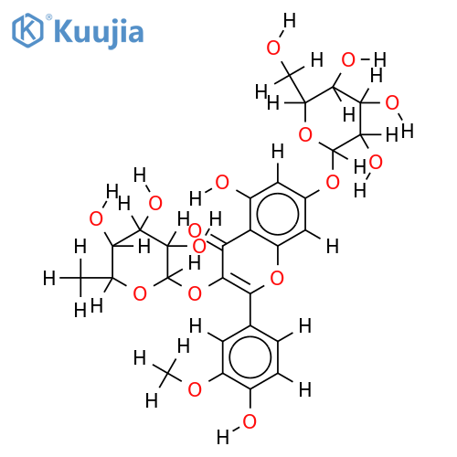 3-O-alpha-L-Rhamanopyranoside,7-O-beta-D-glucopyranoside-3,4',5,7-Tetrahydroxy-3'-methoxyflavone structure