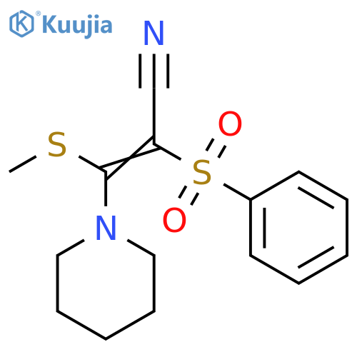 (2Z)-2-(benzenesulfonyl)-3-(methylsulfanyl)-3-(piperidin-1-yl)prop-2-enenitrile structure
