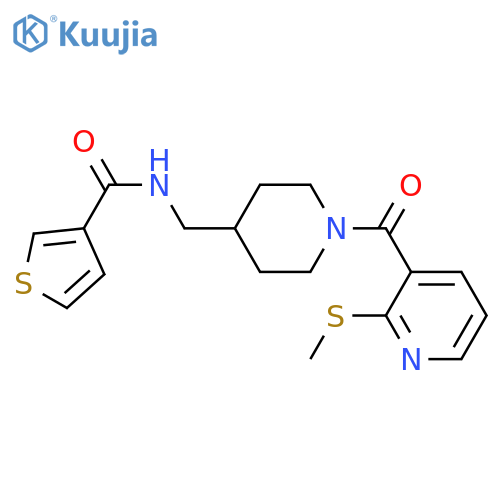 N-({1-2-(methylsulfanyl)pyridine-3-carbonylpiperidin-4-yl}methyl)thiophene-3-carboxamide structure