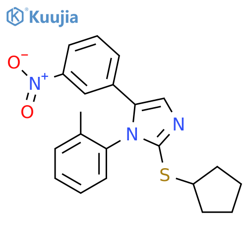 2-(cyclopentylsulfanyl)-1-(2-methylphenyl)-5-(3-nitrophenyl)-1H-imidazole structure