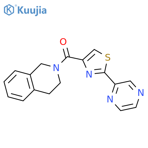 2-2-(pyrazin-2-yl)-1,3-thiazole-4-carbonyl-1,2,3,4-tetrahydroisoquinoline structure