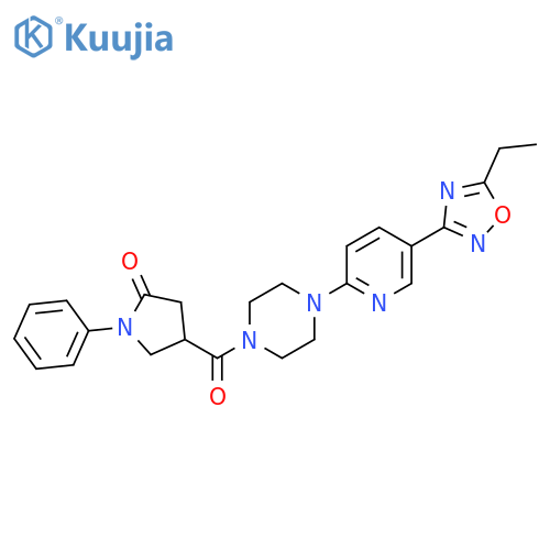 4-{4-[5-(5-Ethyl-1,2,4-oxadiazol-3-yl)pyridin-2-yl]piperazine-1-carbonyl}-1-phenylpyrrolidin-2-one structure