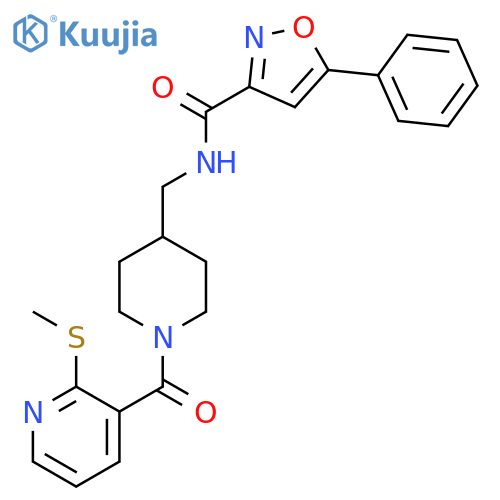 N-({1-2-(methylsulfanyl)pyridine-3-carbonylpiperidin-4-yl}methyl)-5-phenyl-1,2-oxazole-3-carboxamide structure