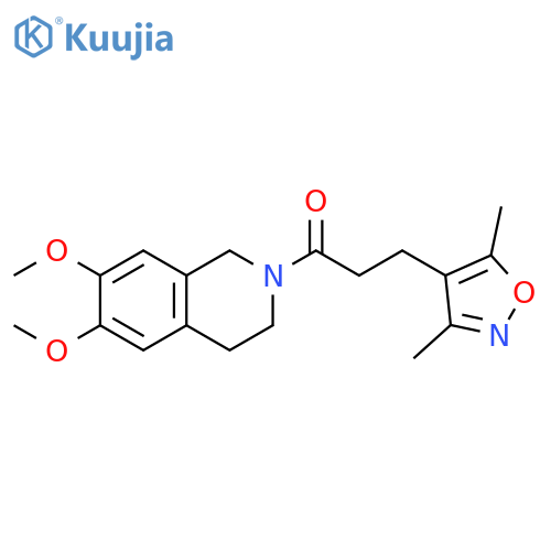 1-(6,7-dimethoxy-1,2,3,4-tetrahydroisoquinolin-2-yl)-3-(3,5-dimethyl-1,2-oxazol-4-yl)propan-1-one structure