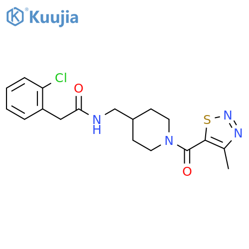 2-(2-chlorophenyl)-N-{1-(4-methyl-1,2,3-thiadiazole-5-carbonyl)piperidin-4-ylmethyl}acetamide structure