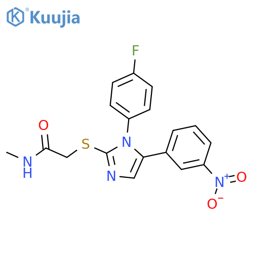 2-{[1-(4-fluorophenyl)-5-(3-nitrophenyl)-1H-imidazol-2-yl]sulfanyl}-N-methylacetamide structure