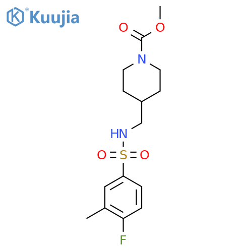 methyl 4-(4-fluoro-3-methylbenzenesulfonamido)methylpiperidine-1-carboxylate structure