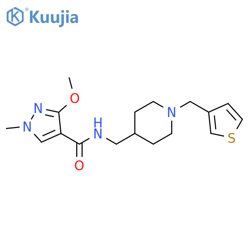 3-methoxy-1-methyl-N-({1-[(thiophen-3-yl)methyl]piperidin-4-yl}methyl)-1H-pyrazole-4-carboxamide structure