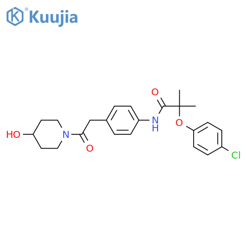 2-(4-chlorophenoxy)-N-{4-[2-(4-hydroxypiperidin-1-yl)-2-oxoethyl]phenyl}-2-methylpropanamide structure