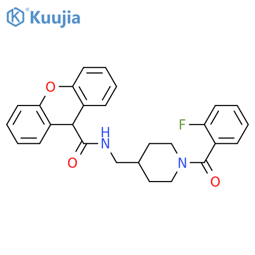 N-{[1-(2-fluorobenzoyl)piperidin-4-yl]methyl}-9H-xanthene-9-carboxamide structure