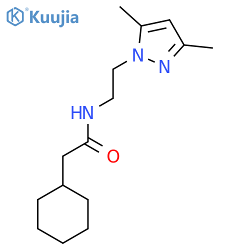 2-cyclohexyl-N-2-(3,5-dimethyl-1H-pyrazol-1-yl)ethylacetamide structure