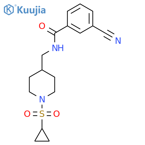 3-cyano-N-{1-(cyclopropanesulfonyl)piperidin-4-ylmethyl}benzamide structure