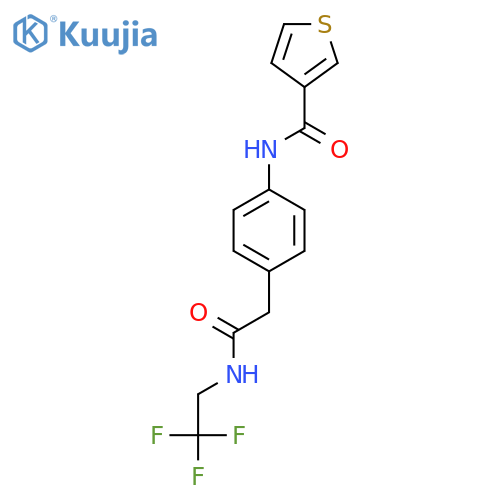 N-(4-{(2,2,2-trifluoroethyl)carbamoylmethyl}phenyl)thiophene-3-carboxamide structure