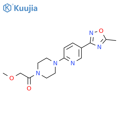 2-methoxy-1-{4-5-(5-methyl-1,2,4-oxadiazol-3-yl)pyridin-2-ylpiperazin-1-yl}ethan-1-one structure