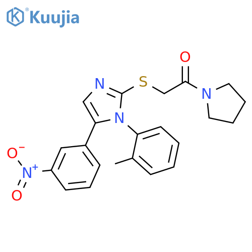 2-{[1-(2-methylphenyl)-5-(3-nitrophenyl)-1H-imidazol-2-yl]sulfanyl}-1-(pyrrolidin-1-yl)ethan-1-one structure