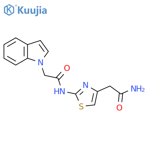 N-4-(carbamoylmethyl)-1,3-thiazol-2-yl-2-(1H-indol-1-yl)acetamide structure