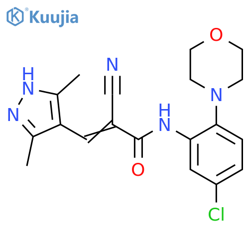 N-[5-Chloro-2-(4-morpholinyl)phenyl]-2-cyano-3-(3,5-dimethyl-1H-pyrazol-4-yl)-2-propenamide structure